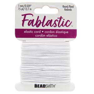 Round Stretch Cord, White, 1 mm x 15 yd