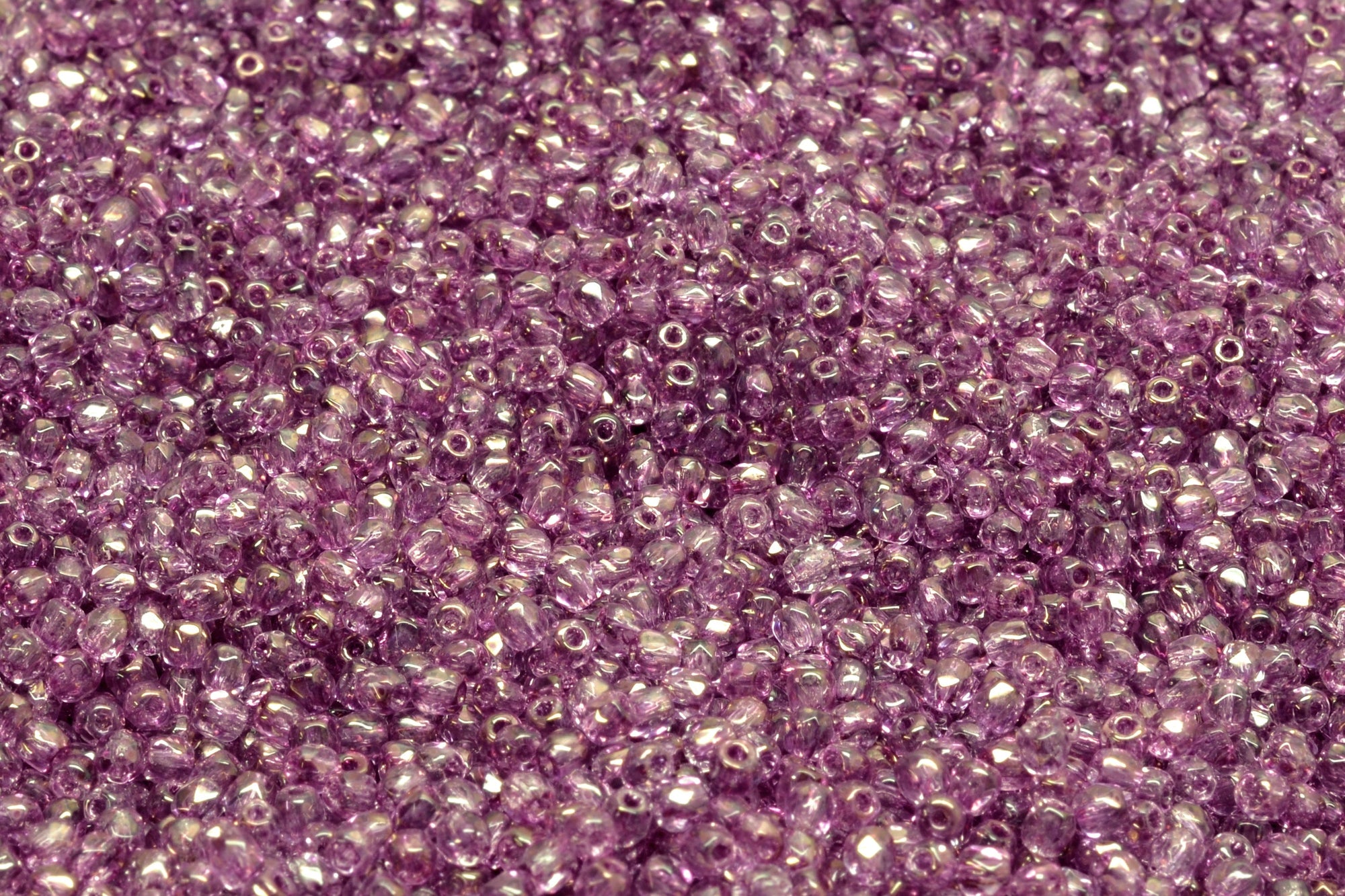 2mm Czech Fire Polish Beads, Transparent Amethyst Luster, 50 pieces