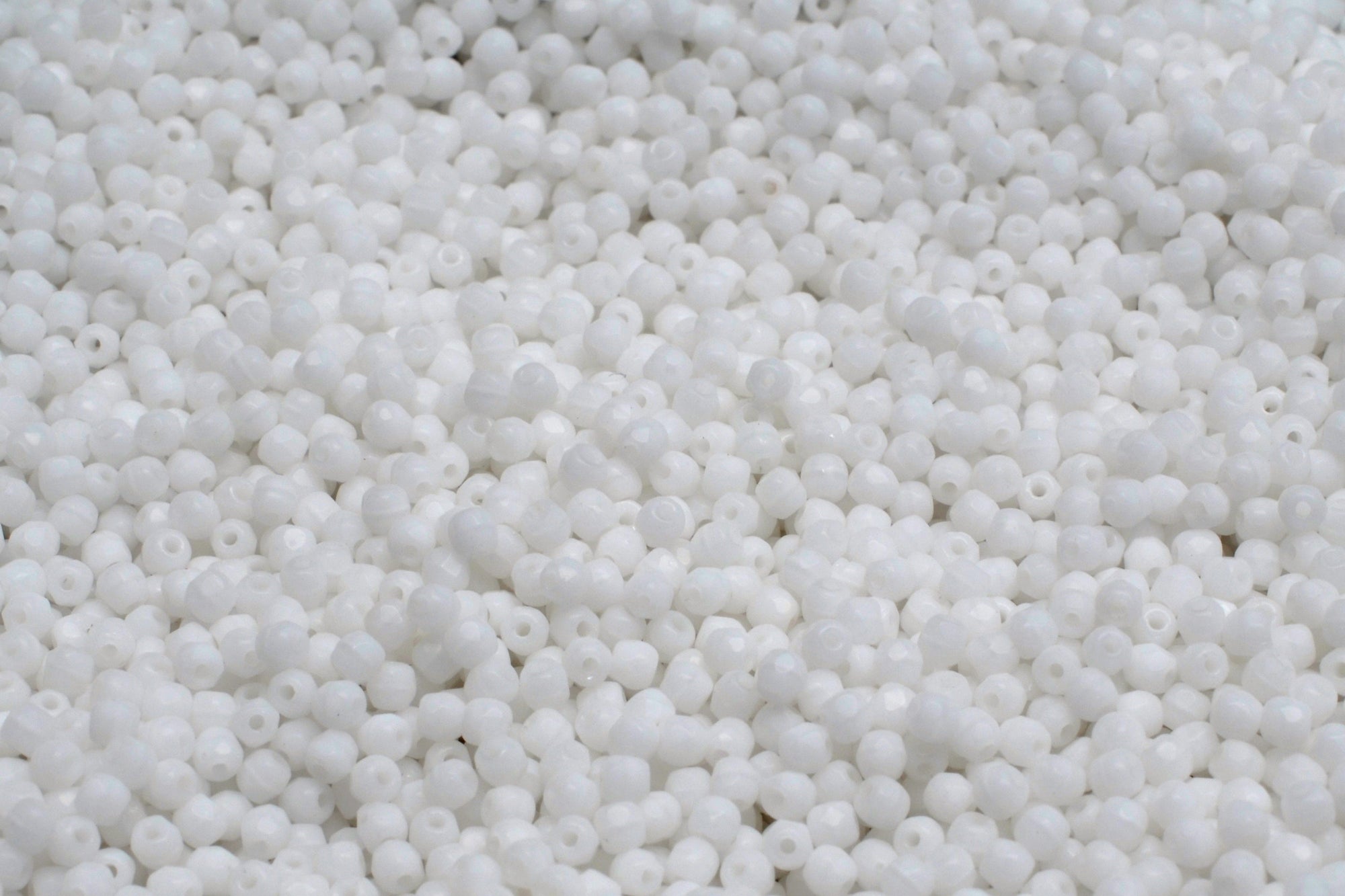 2mm Czech Fire Polish Beads, Matte White, 50 pieces