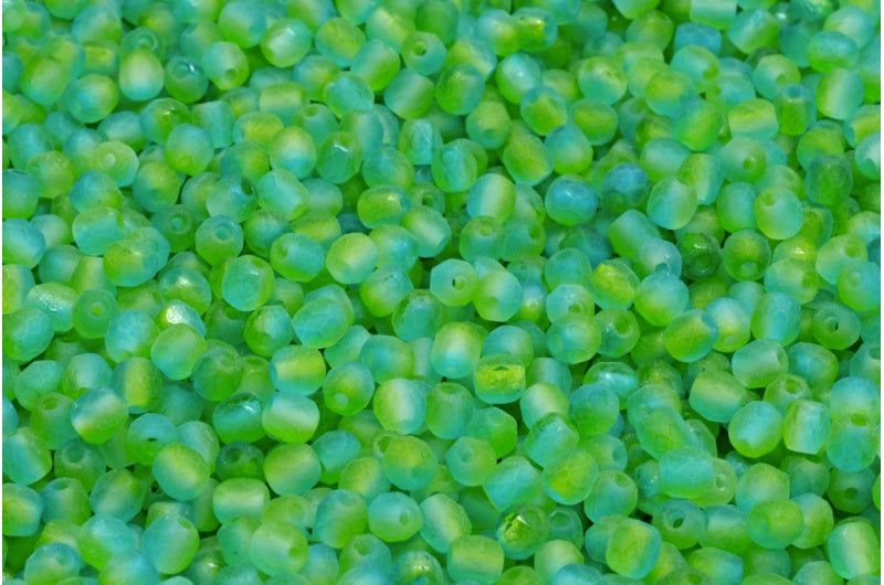 3mm Czech Fire Polish Beads, Matte Crystal Yellow/Green, 50 pieces