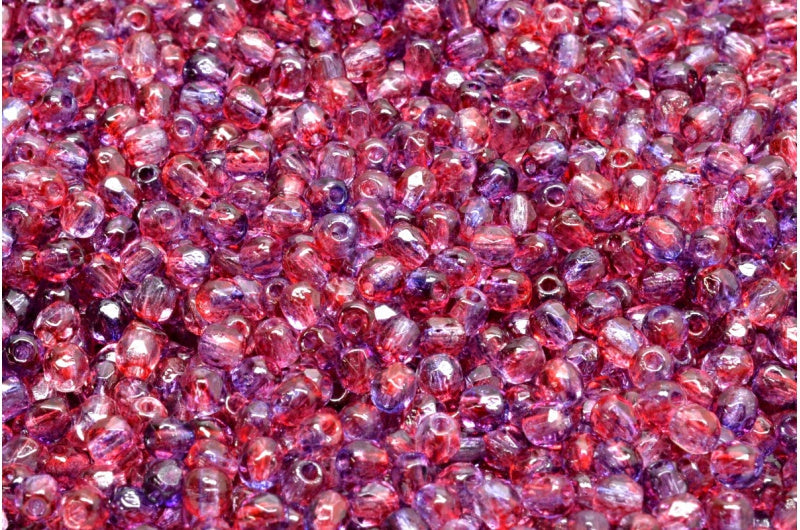3mm Czech Fire Polish Beads, Crystal Fuchsia/Tanzanite, 50 pieces