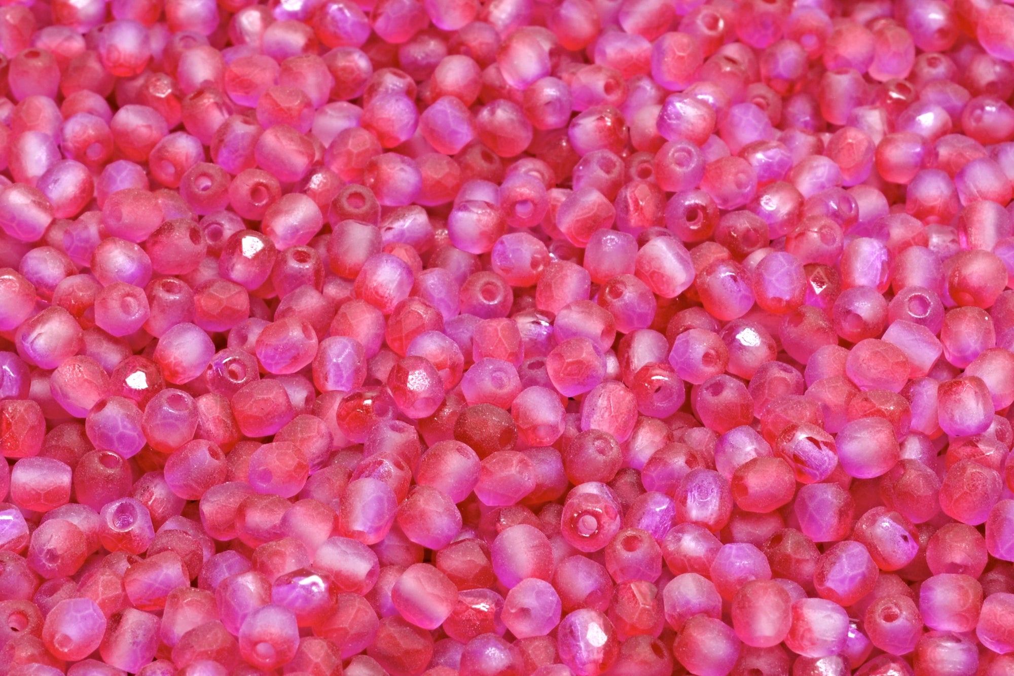 3mm Czech Fire Polish Beads, Matte Crystal Pink Purple, 50 pieces