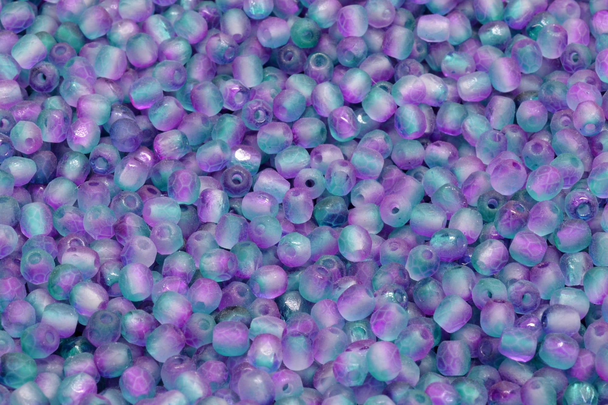 3mm Czech Fire Polish Beads, Matte Crystal Blue/Purple, 50 pieces