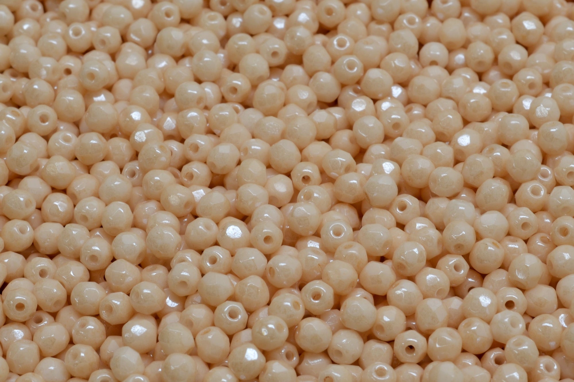 3mm Czech Fire Polish Beads, White Orange Luster, 50 pieces