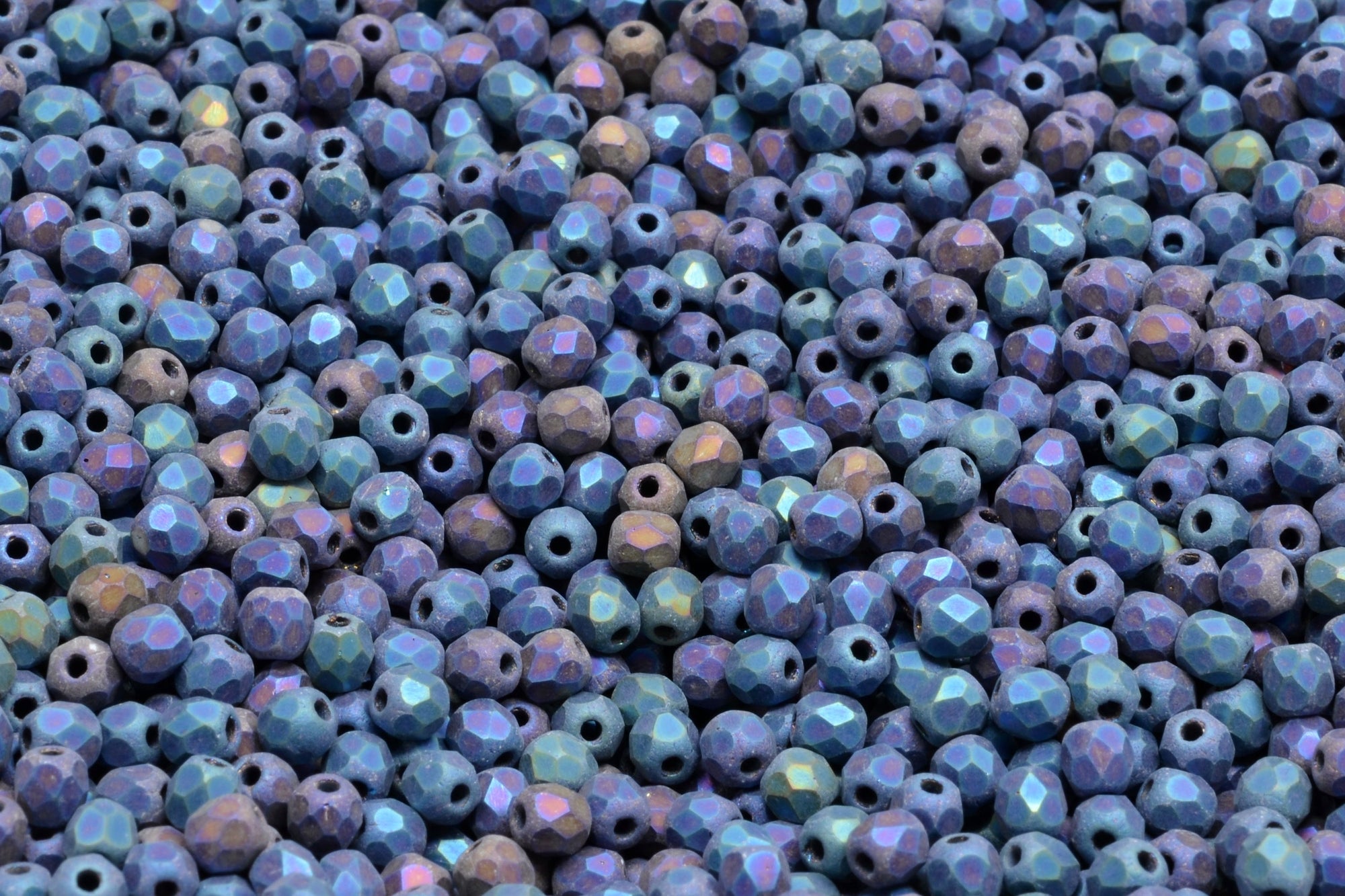 3mm Czech Fire Polish Beads, Matte Iris Blue, 50 pieces