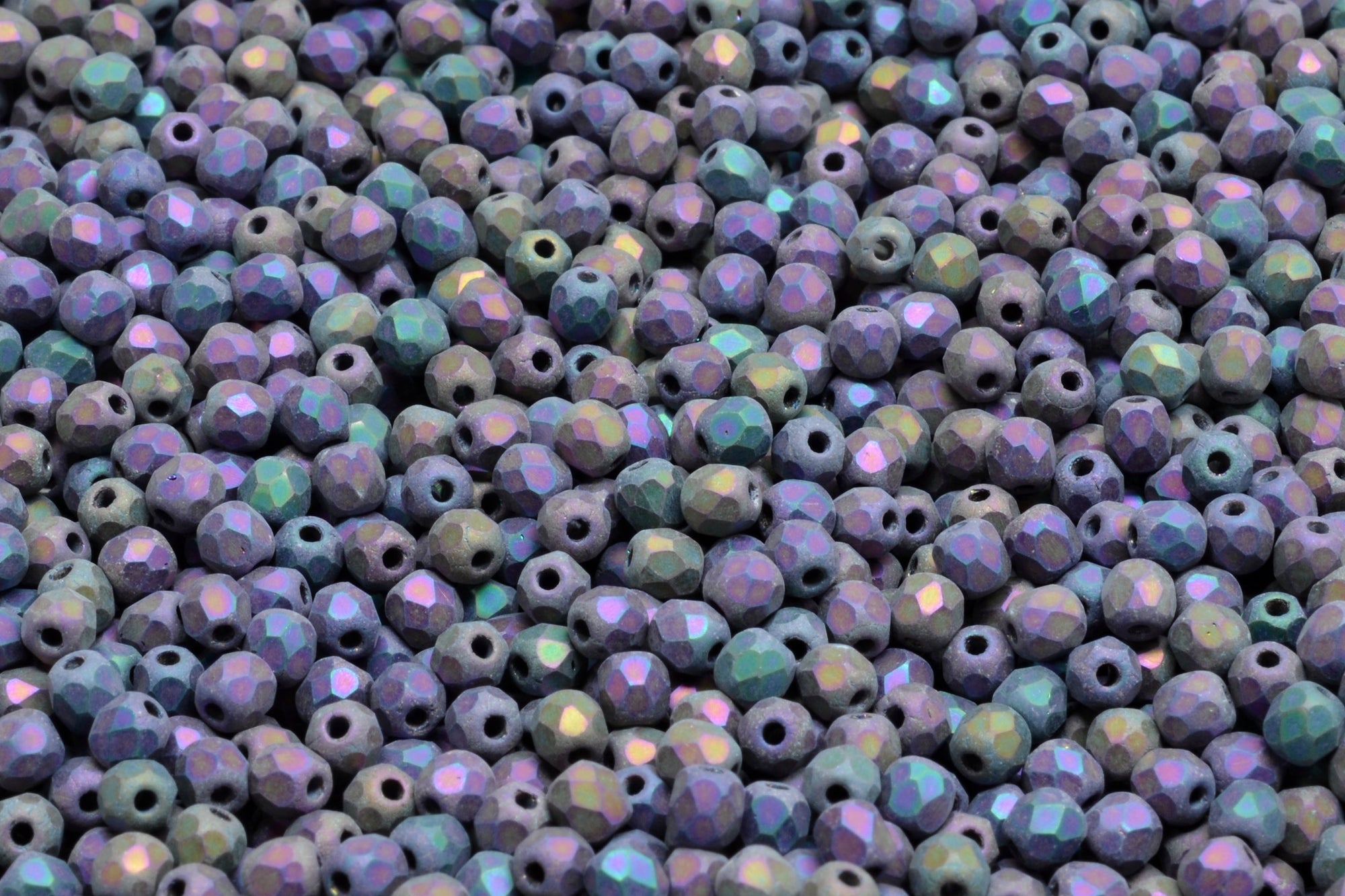 3mm Czech Fire Polish Beads, Matte Iris Purple, 50 pieces