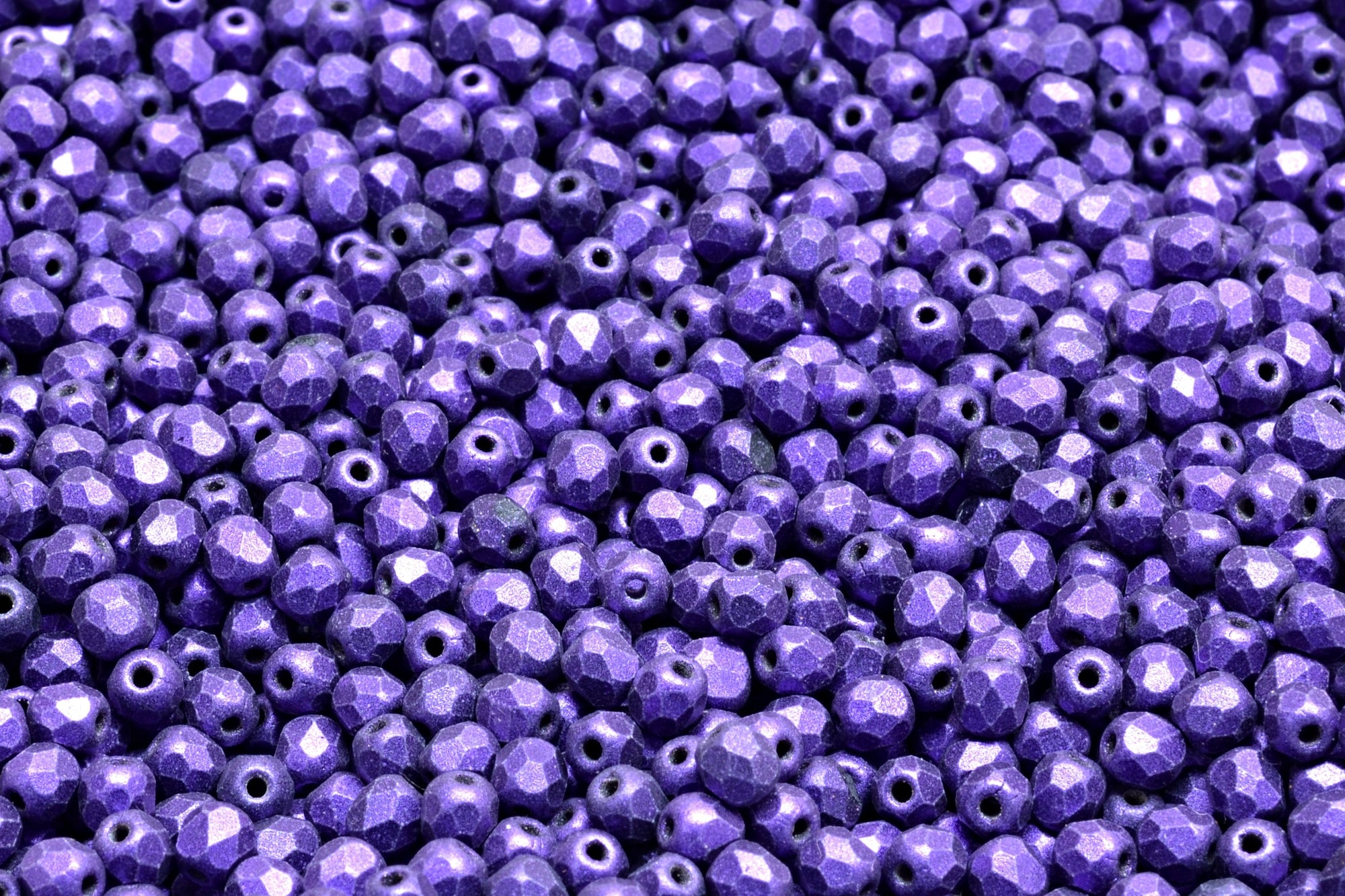 3mm Czech Fire Polish Beads, Metallic Matte Purple, 50 pieces