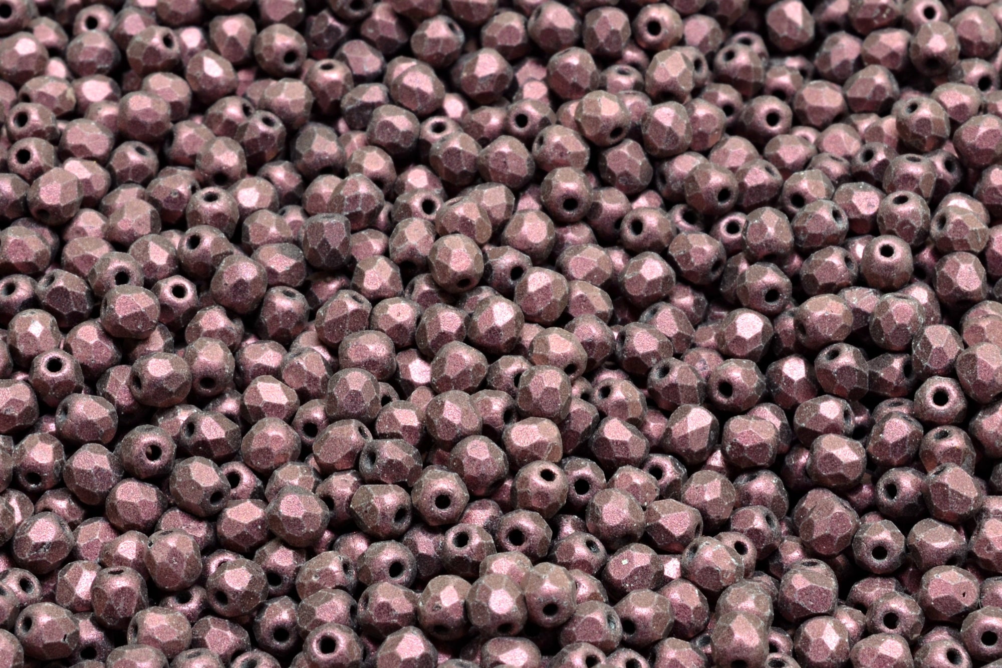 3mm Czech Fire Polish Beads, Metallic Matte Mauve, 50 pieces