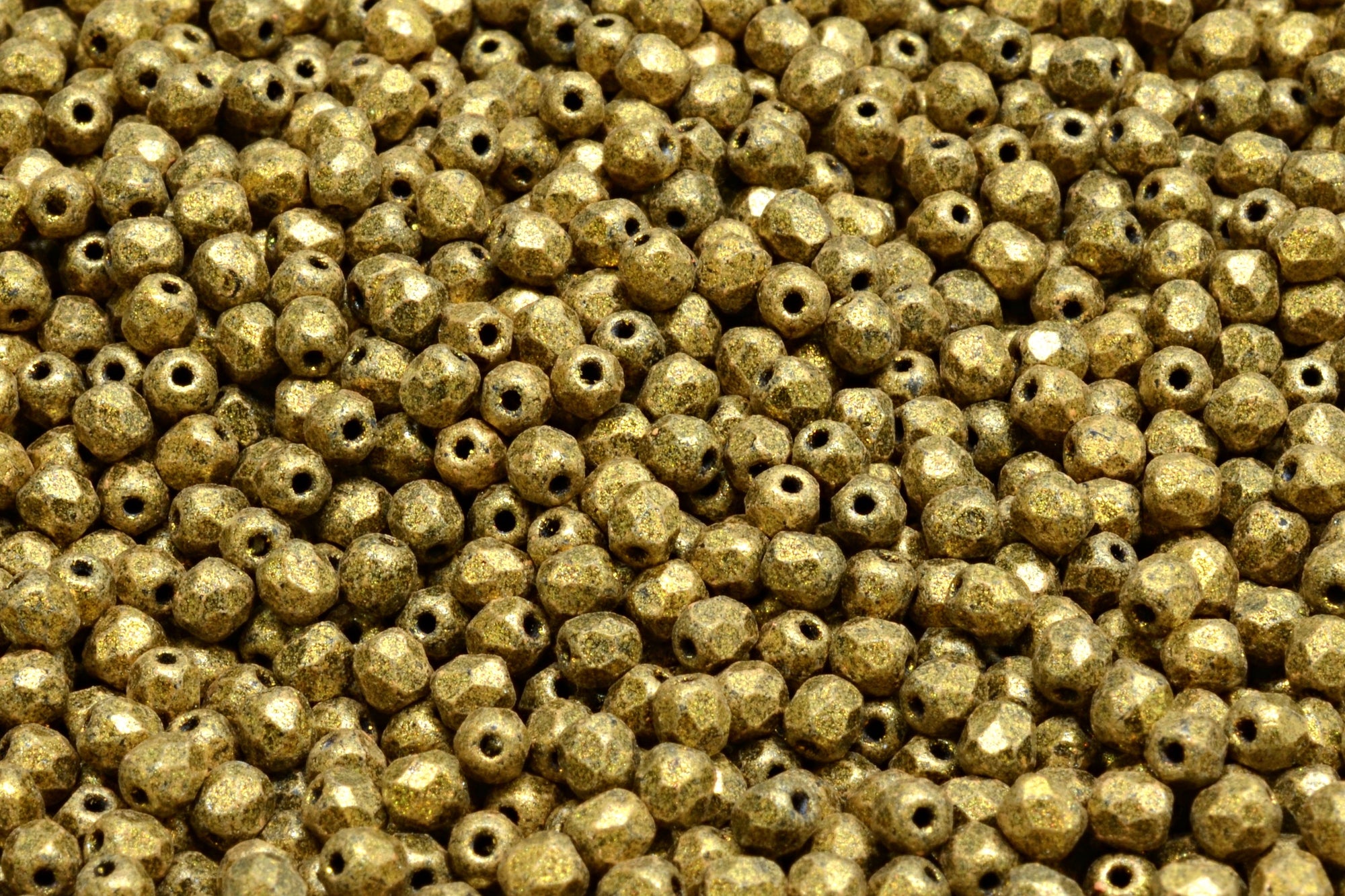 3mm Czech Fire Polish Beads, Metallic Matte Gold, 50 pieces