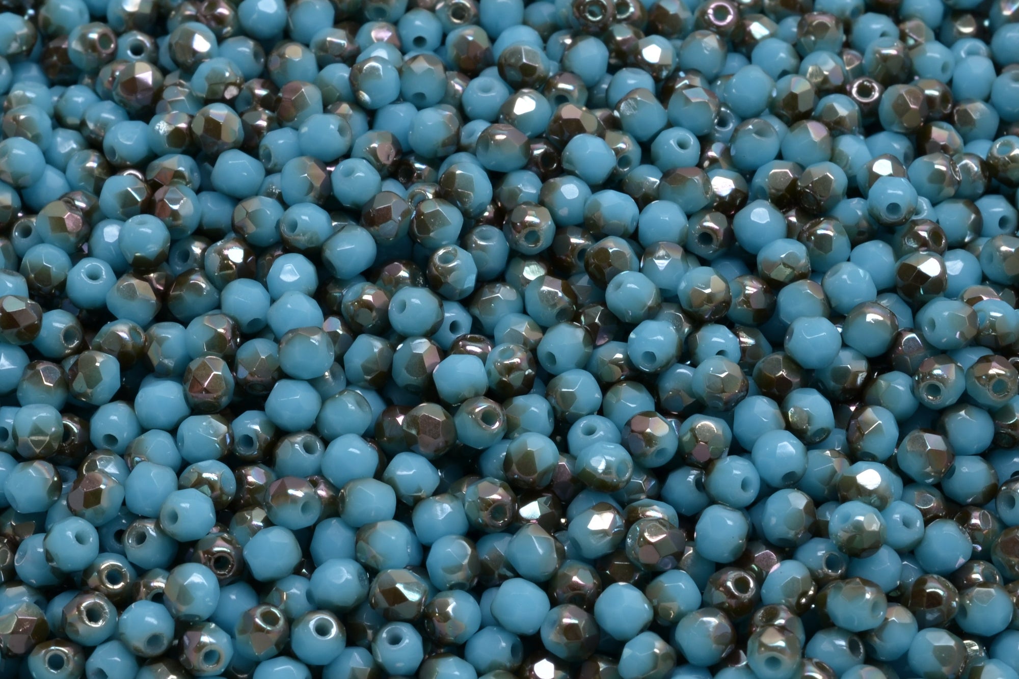 3mm Czech Fire Polish Beads, Turquoise Blue Venus, 50 pieces