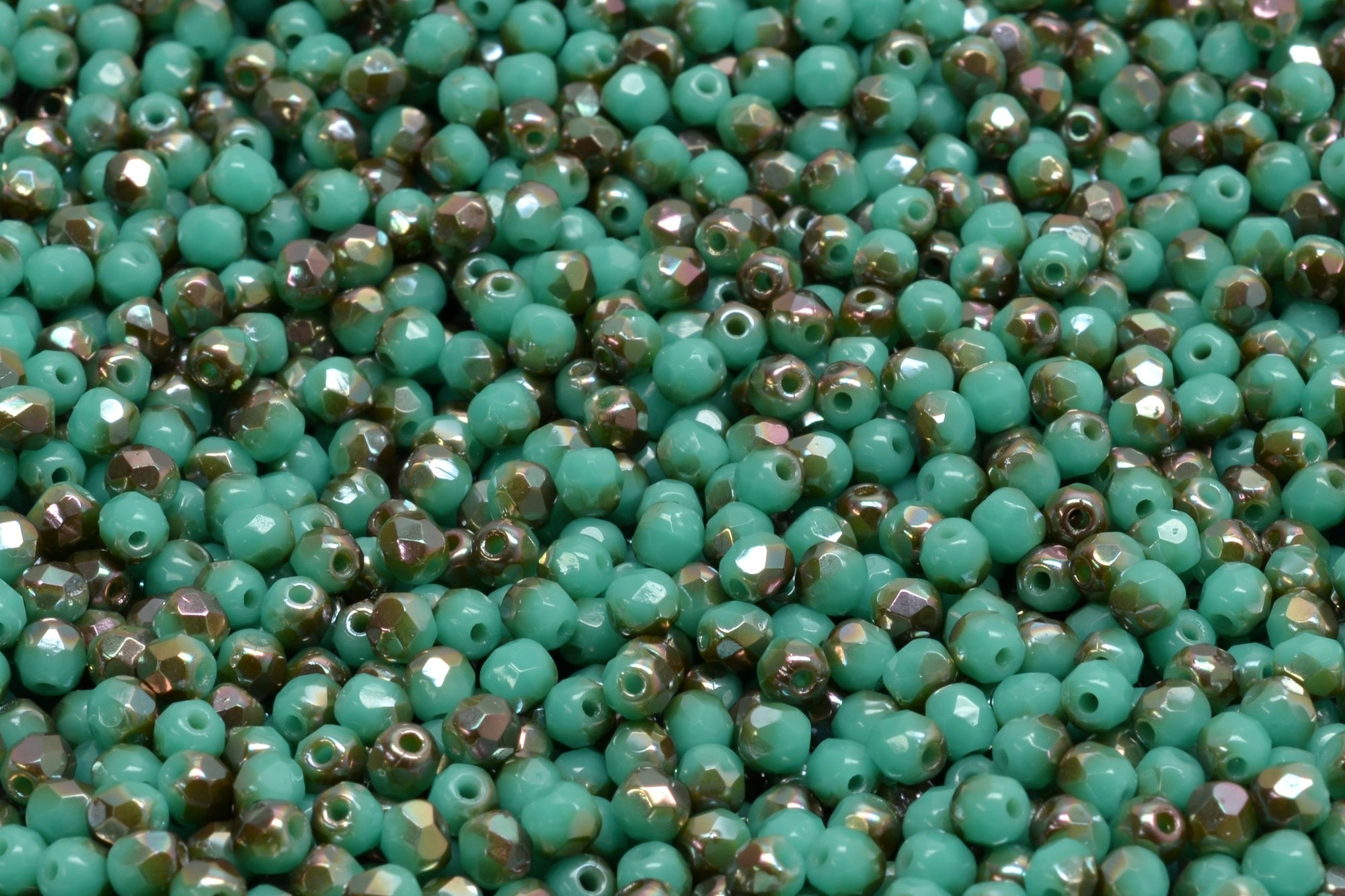 3mm Czech Fire Polish Beads, Turquoise Venus, 50 pieces