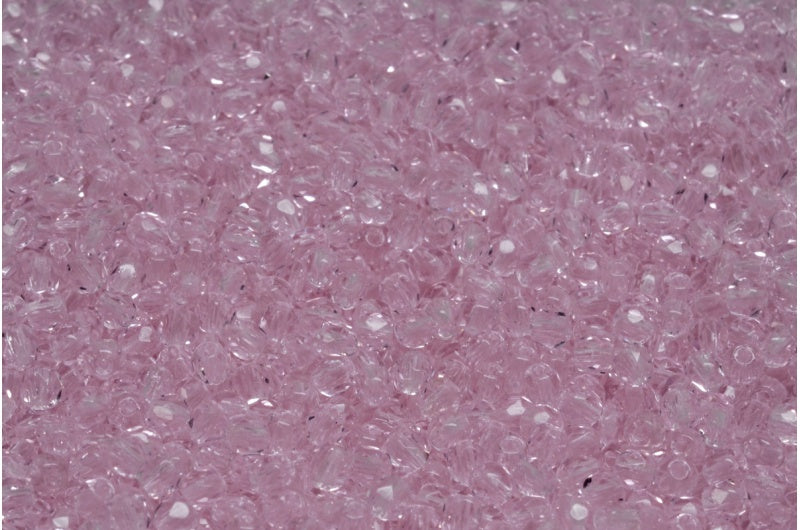 3mm Czech Fire Polish Beads, Transparent Pink, 50 pieces