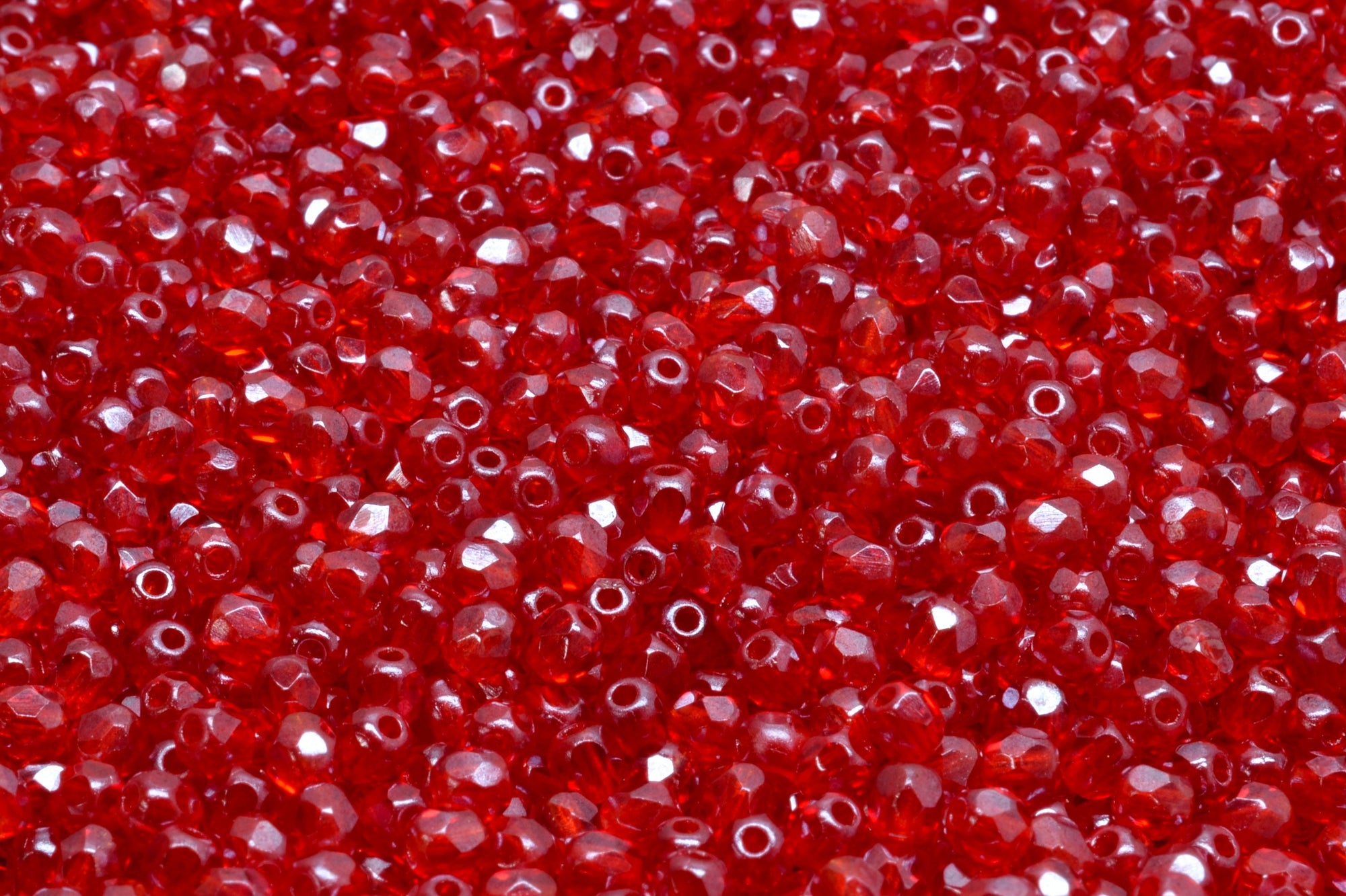 3mm Czech Fire Polish Beads, Siam Ruby Luster, 50 pieces