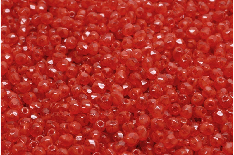 3mm Czech Fire Polish Beads, Opal Red, 50 pieces