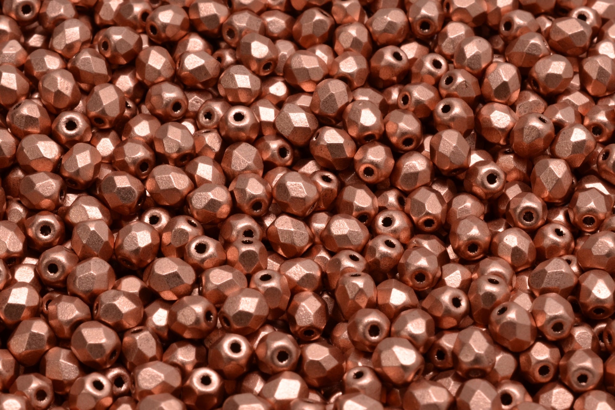 4mm Czech Fire Polish Beads, Matte Metallic Copper, 50 pieces