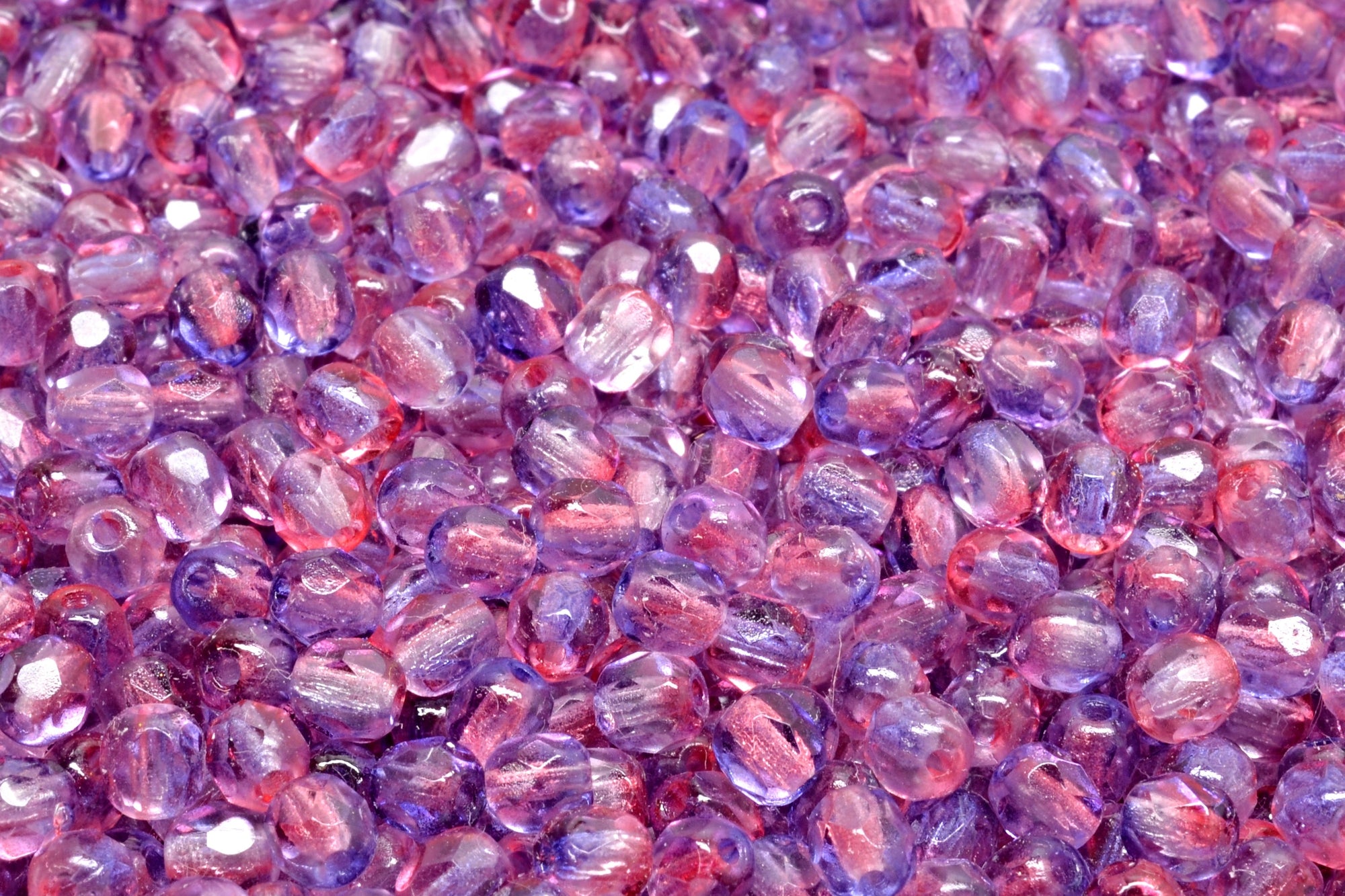 4mm Czech Fire Polish Beads, Crystal Fuchsia/Tanzanite, 50 pieces