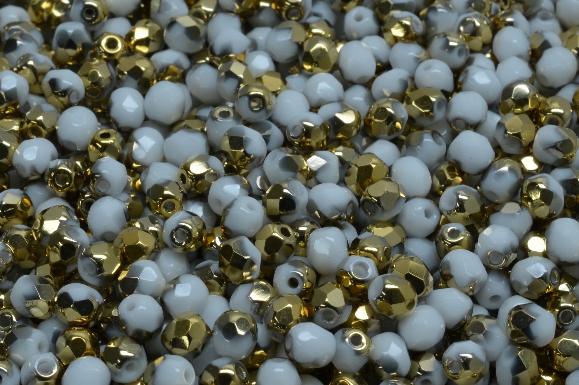 4mm Czech Fire Polish Beads, White Amber, 50 pieces