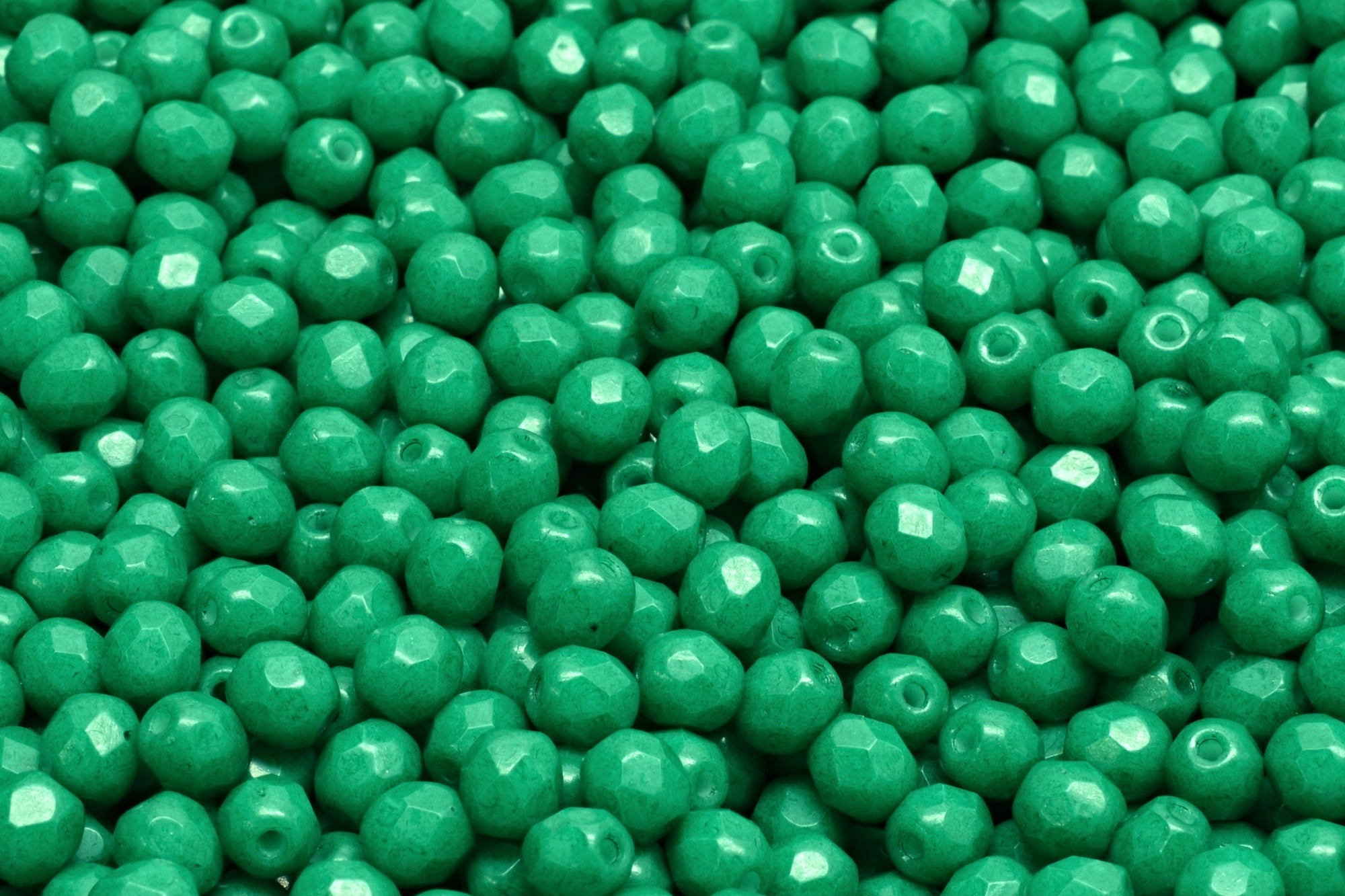 4mm Czech Fire Polish Beads, Terra Intensive Dark Green, 50 pieces