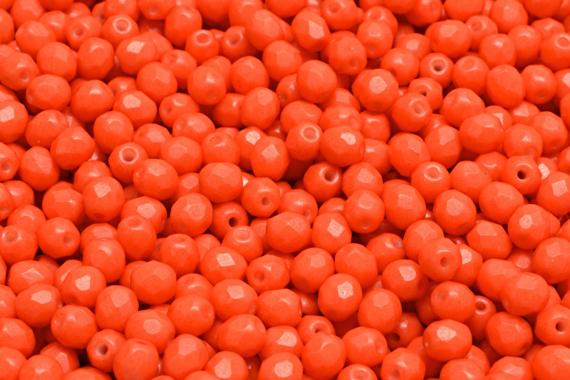 4mm Czech Fire Polish Beads, Terra Intensive Orange, 50 pieces