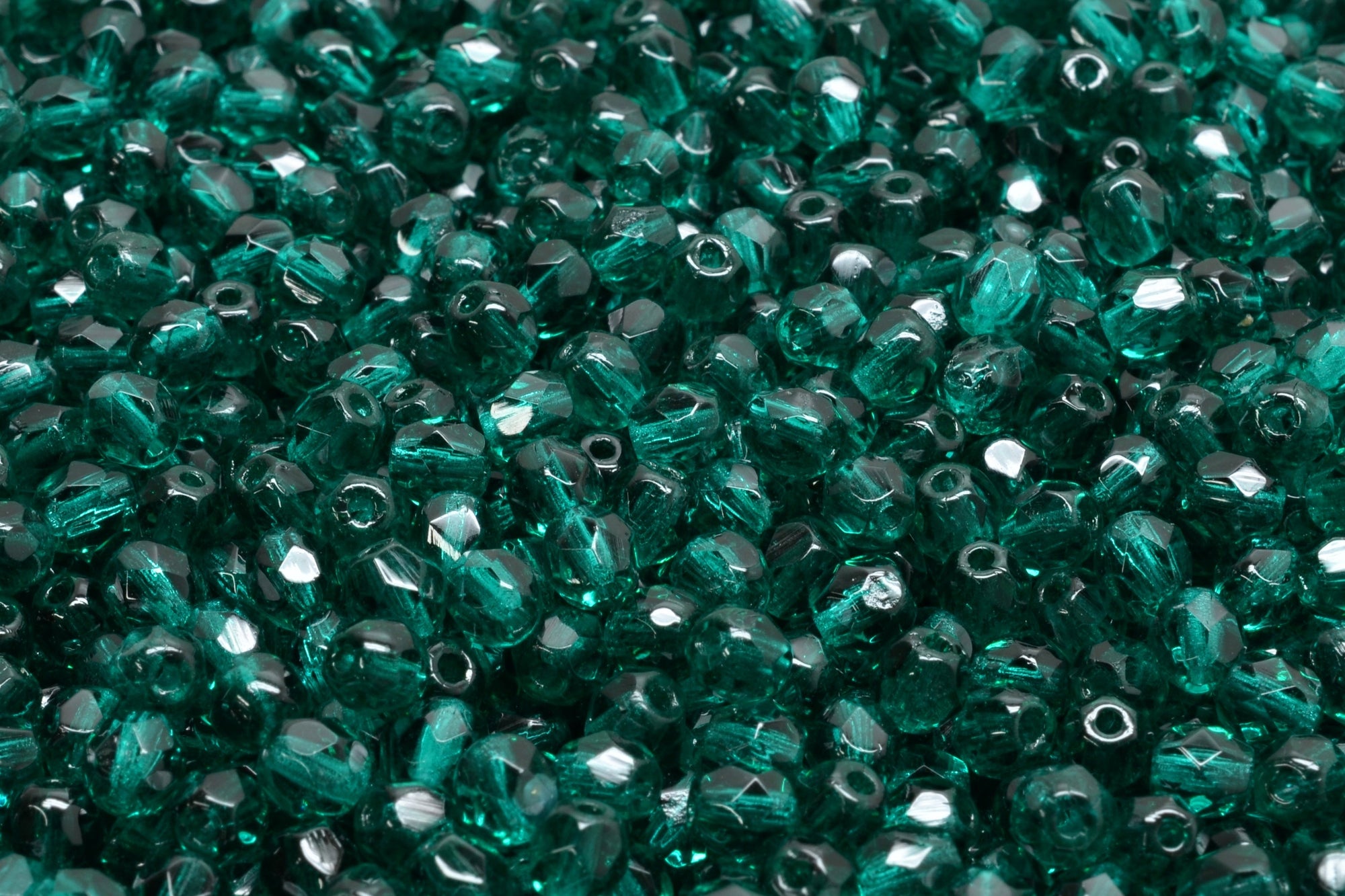 4mm Czech Fire Polish Beads, Emerald, 50 pieces