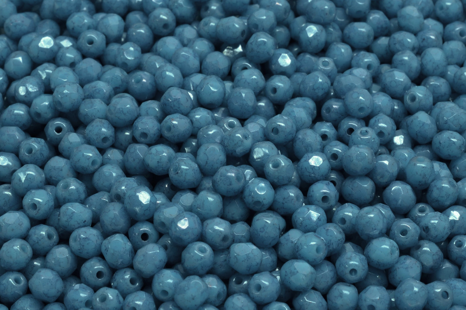 4mm Czech Fire Polish Beads, Turquoise Blue Marble, 50 pieces