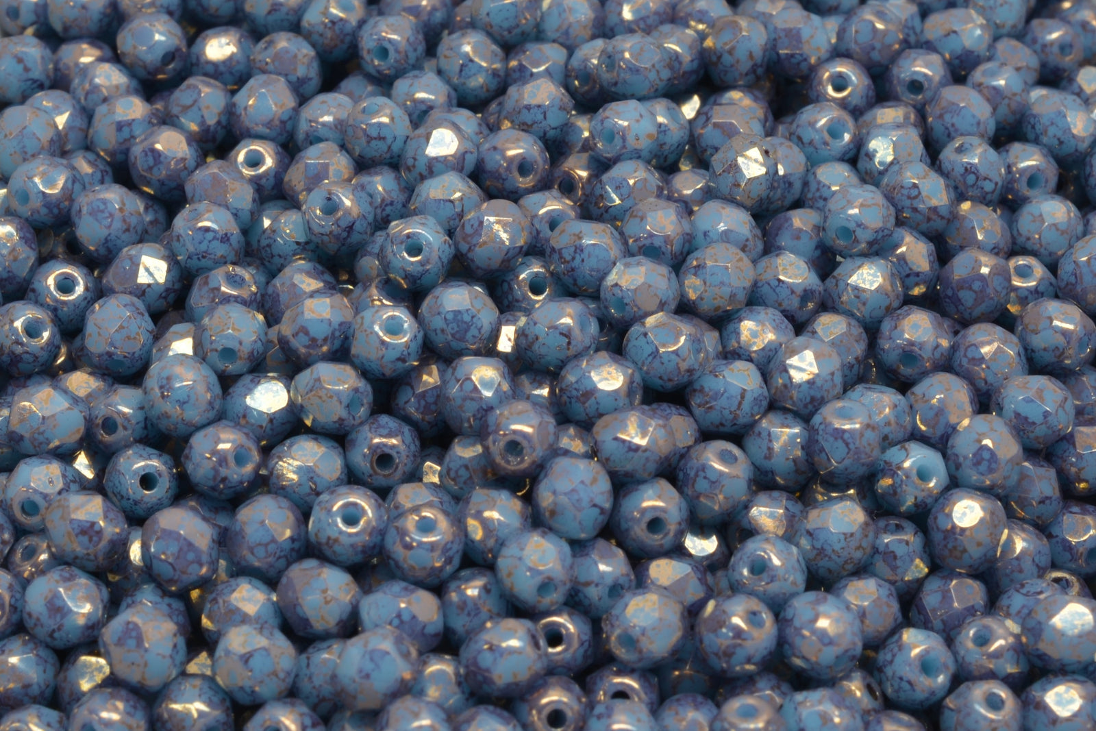 4mm Czech Fire Polish Beads, Turquoise Blue Bronze, 50 pieces