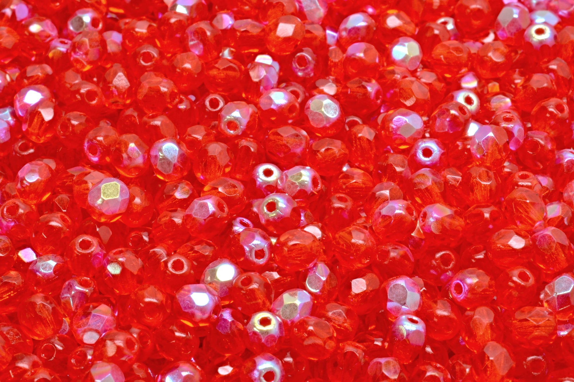 4mm Czech Fire Polish Beads, Hyacinth AB, 50 pieces