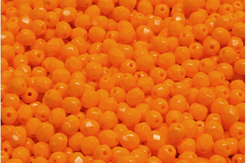 4mm Czech Fire Polish Round Bead, Light Orange, 50 pieces