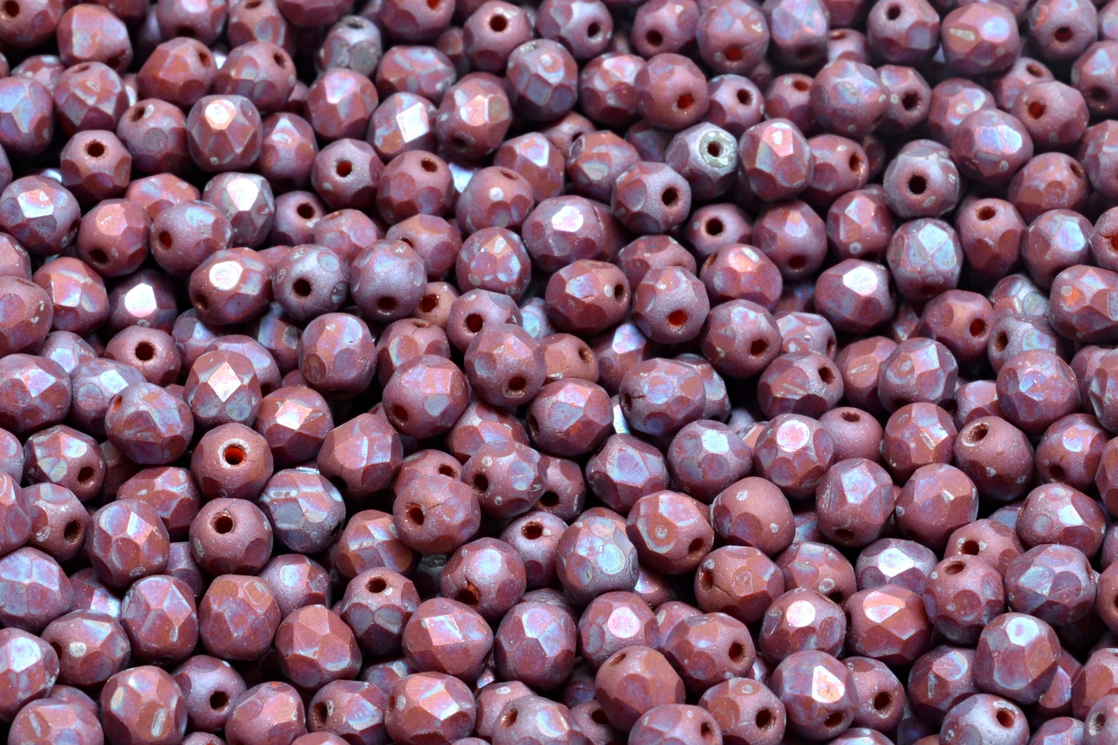 4mm Czech Fire Polish Beads, Matte Opaque Orange Nebula, 50 pieces