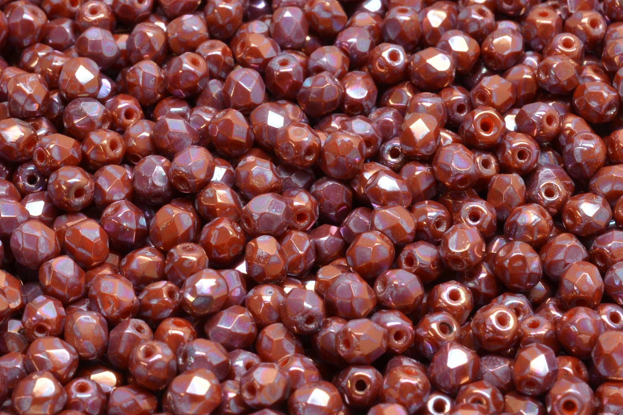 4mm Czech Fire Polish Beads, Opaque Orange Nebula, 50 pieces