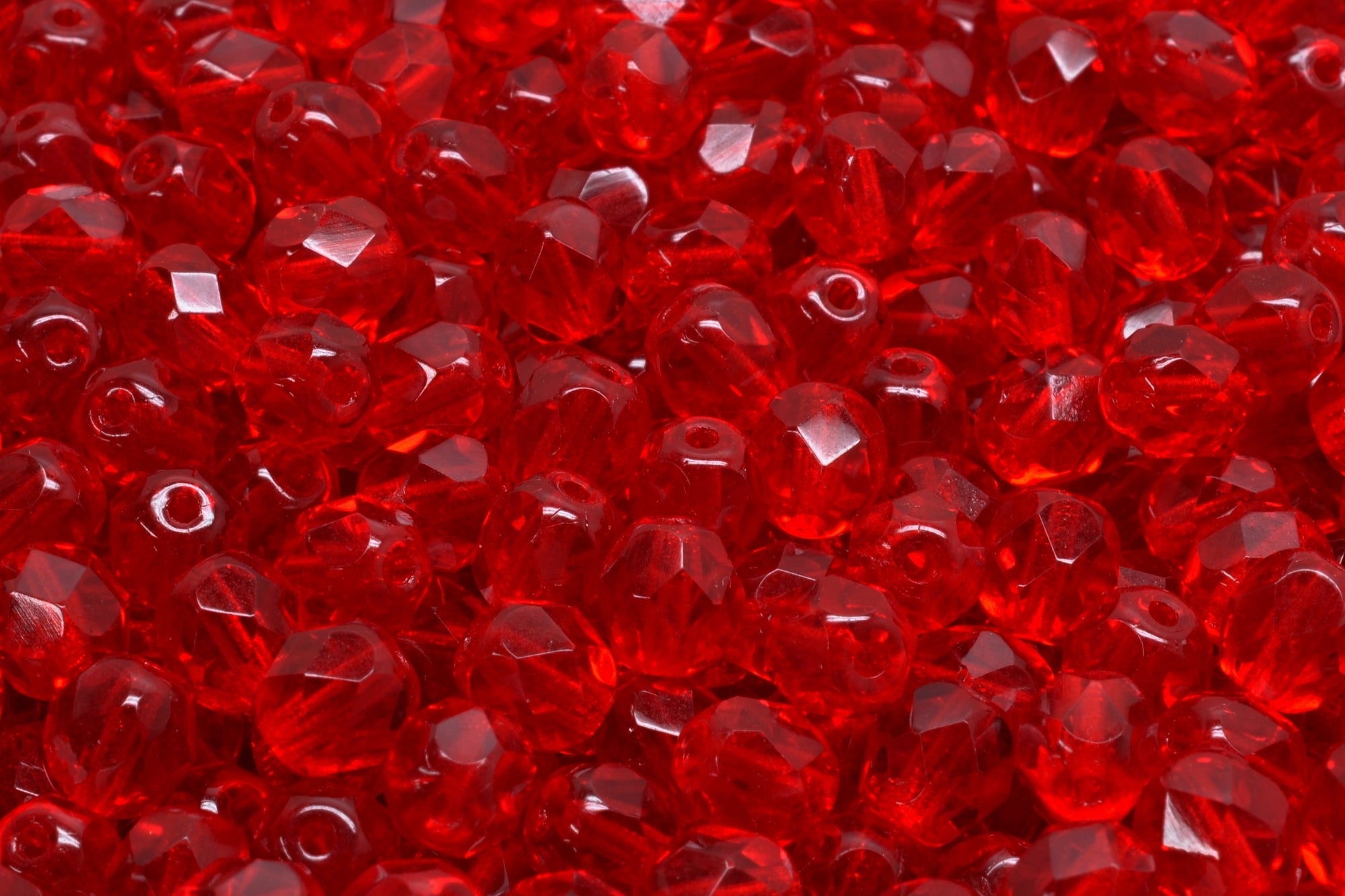 6mm Czech Fire Polish Beads, Ruby, 50 pieces