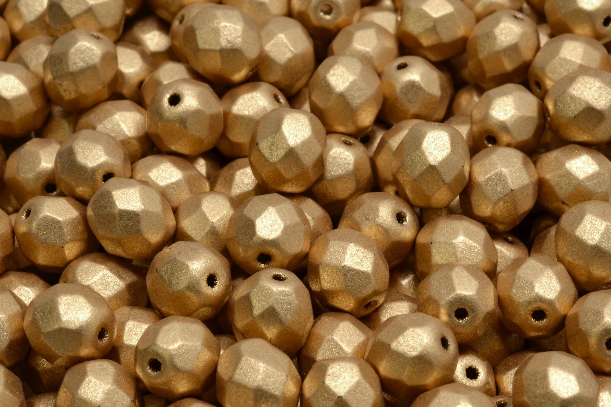 8mm Czech Fire Polish Beads, Light Gold Matte, 25 pieces