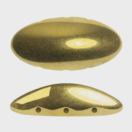 Athos Par Puca 3-Hole Oval Czech Glass Cabochon, Full Dorado, 2 pieces