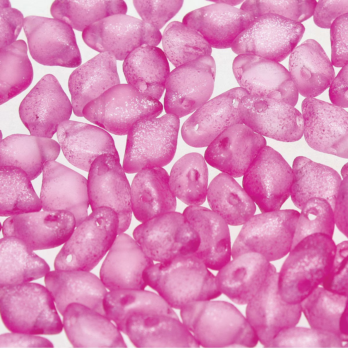 GemDuo 2-Hole Diamond Shaped Bead, Frozen Matte Hot Pink, 7.5 grams