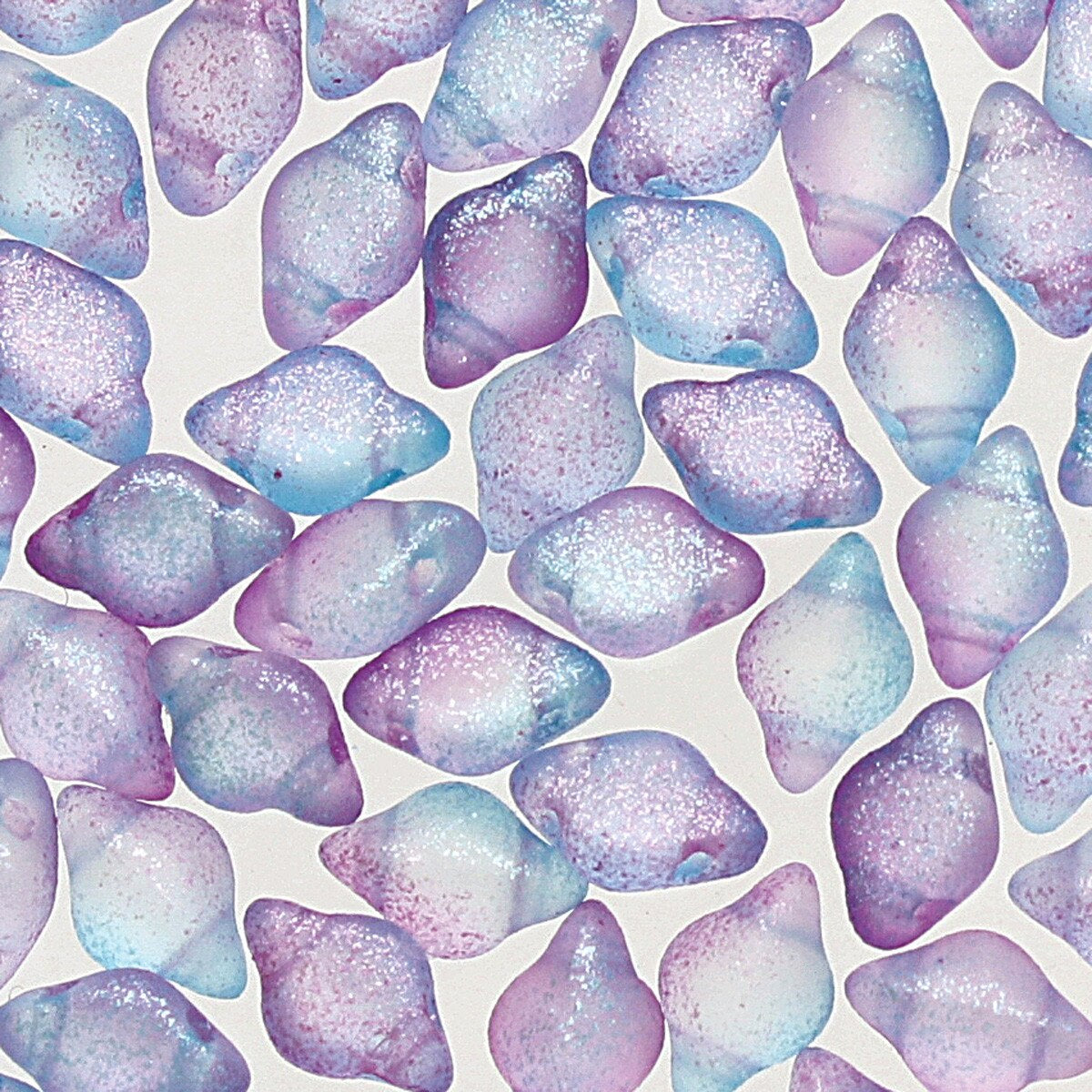 GemDuo 2-Hole Diamond Shaped Bead, Frozen Matte Blue/Purple Mix, 7.5 grams