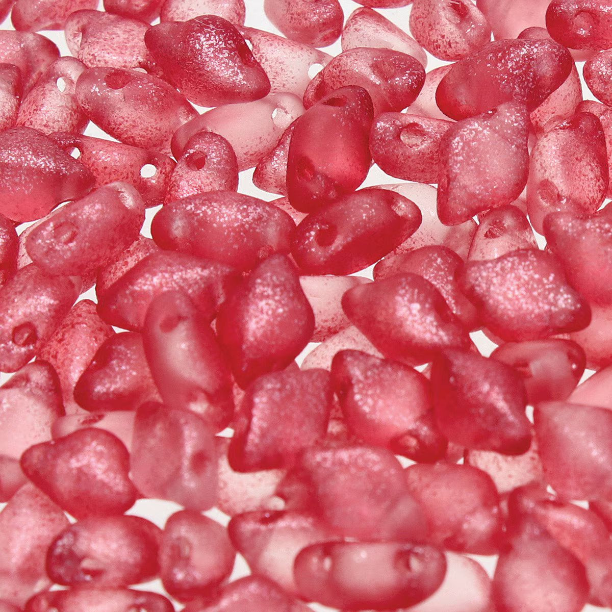 GemDuo 2-Hole Diamond Shaped Bead, Frozen Matte Red, 7.5 grams