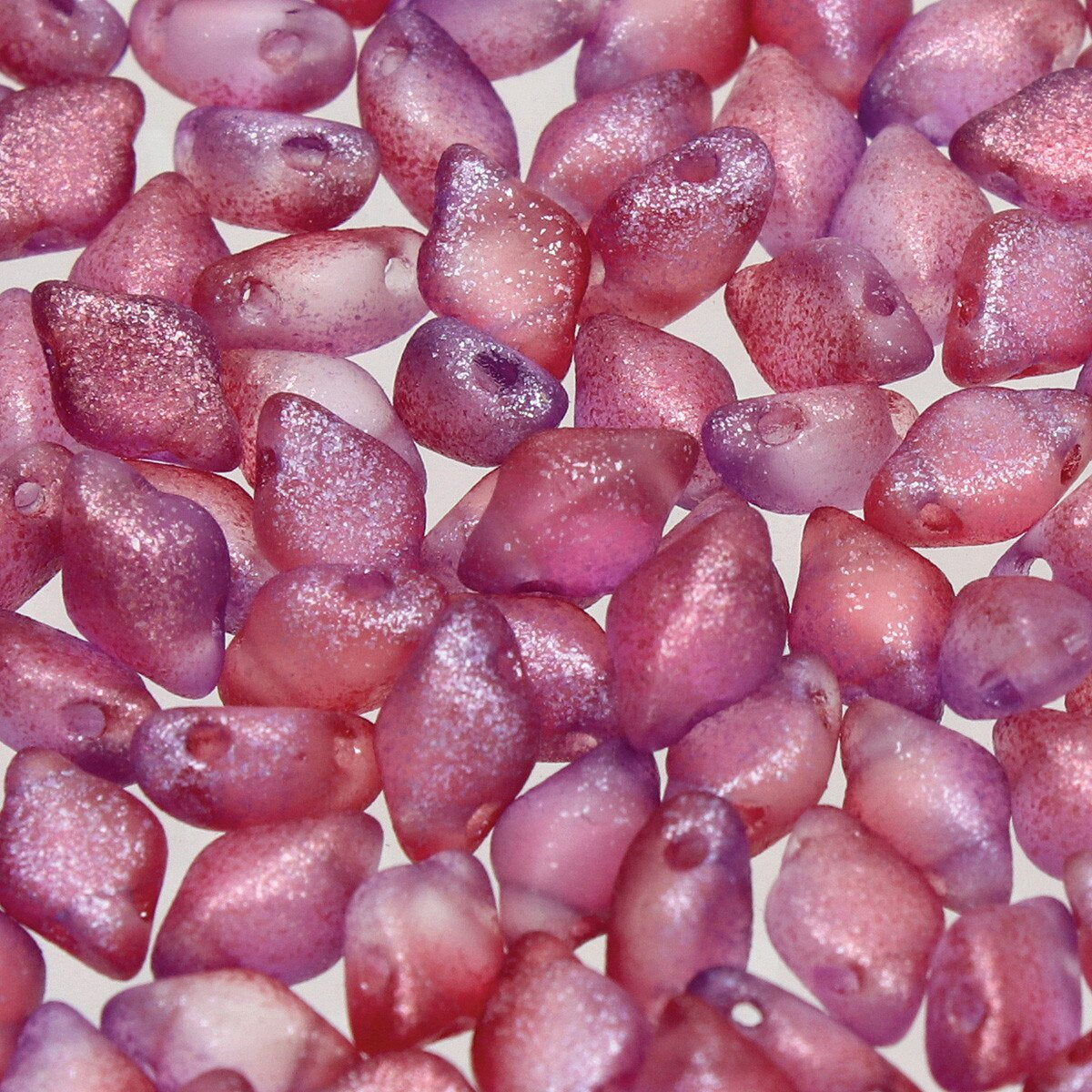 GemDuo 2-Hole Diamond Shaped Bead, Frozen Matte Pink/Purple Mix, 7.5 grams