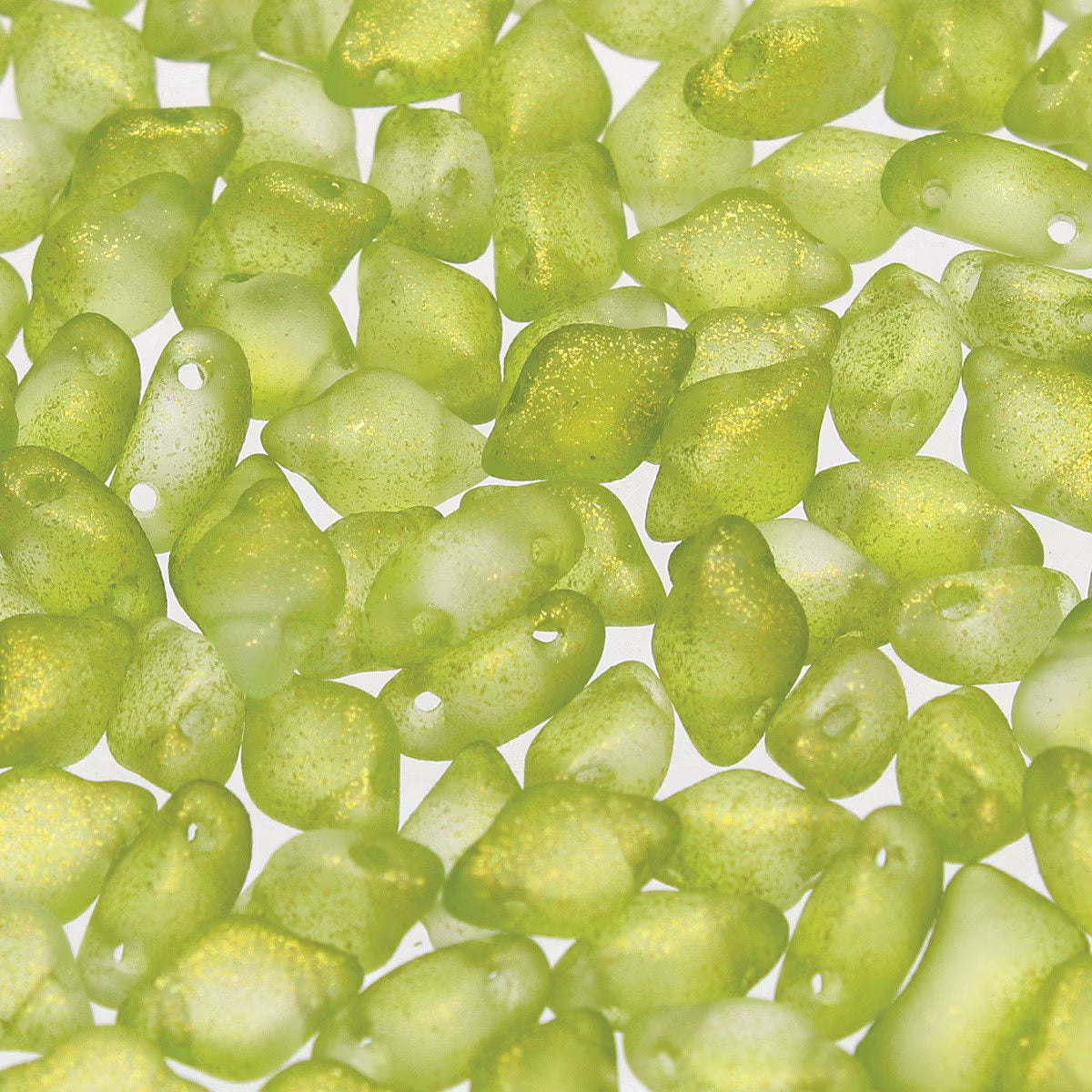 GemDuo 2-Hole Diamond Shaped Bead, Frozen Matte Lime Green, 7.5 grams