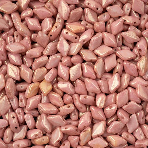 GemDuo 2-Hole Diamond Shaped Bead, Chalk Red Luster , 7.5 grams