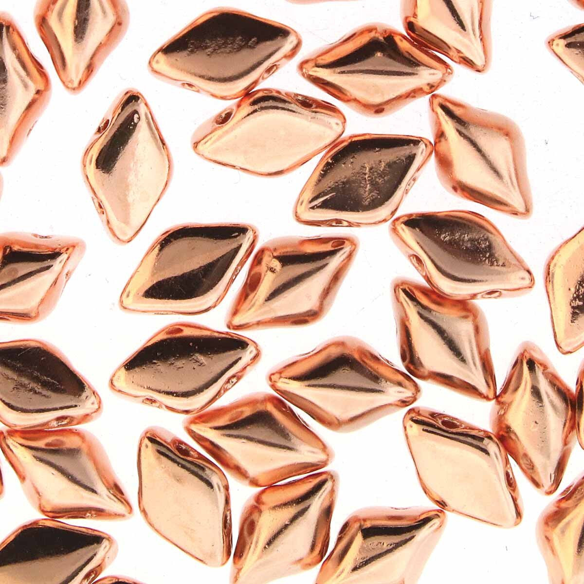GemDuo 2-Hole Diamond Shaped Bead, Copper Plated, 7.5 grams