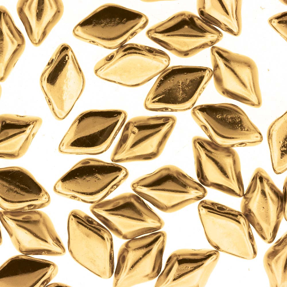 GemDuo 2-Hole Diamond Shaped Bead, 24kt Gold Plated, 7.5 grams