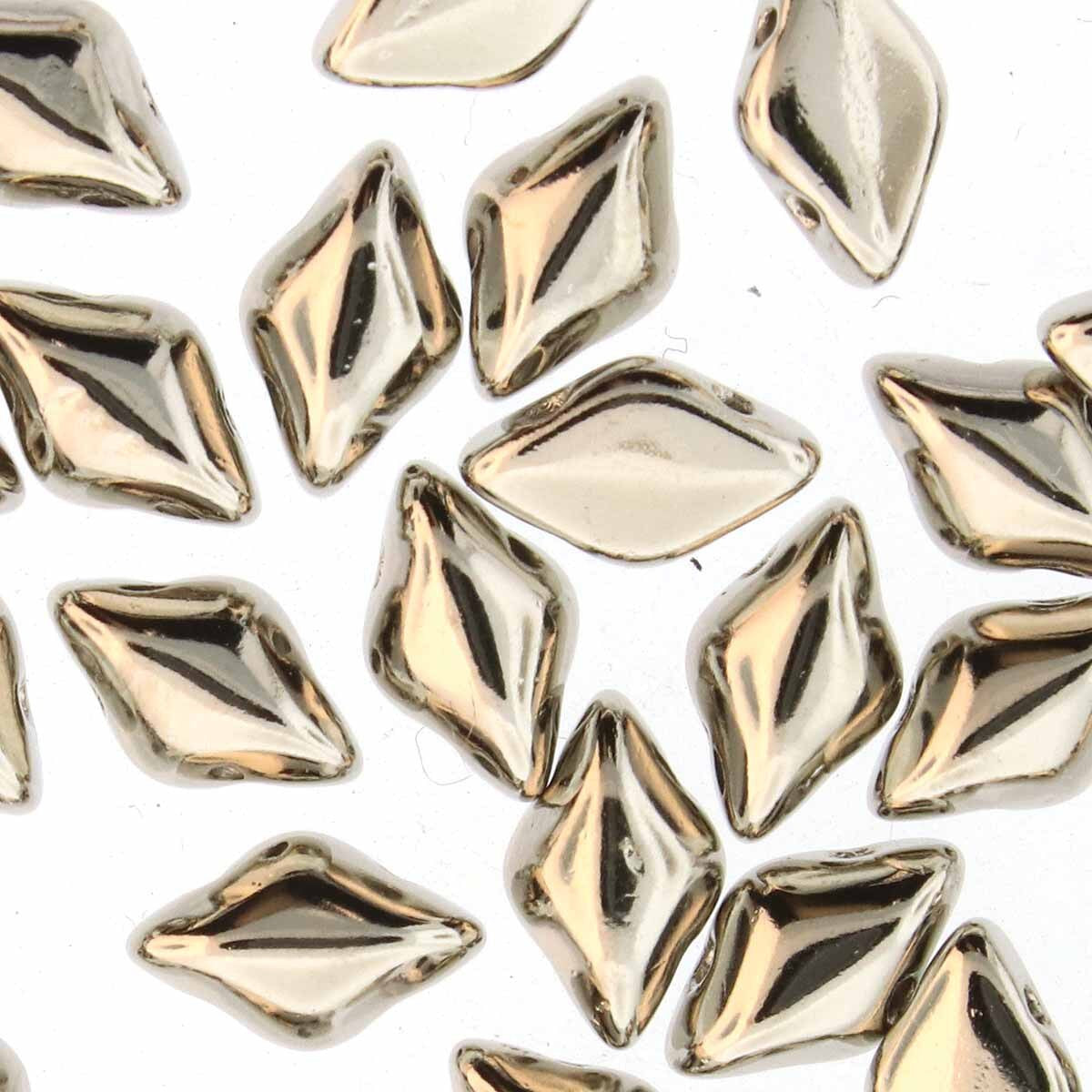 GemDuo 2-Hole Diamond Shaped Bead, Nickel Plated, 7.5 grams