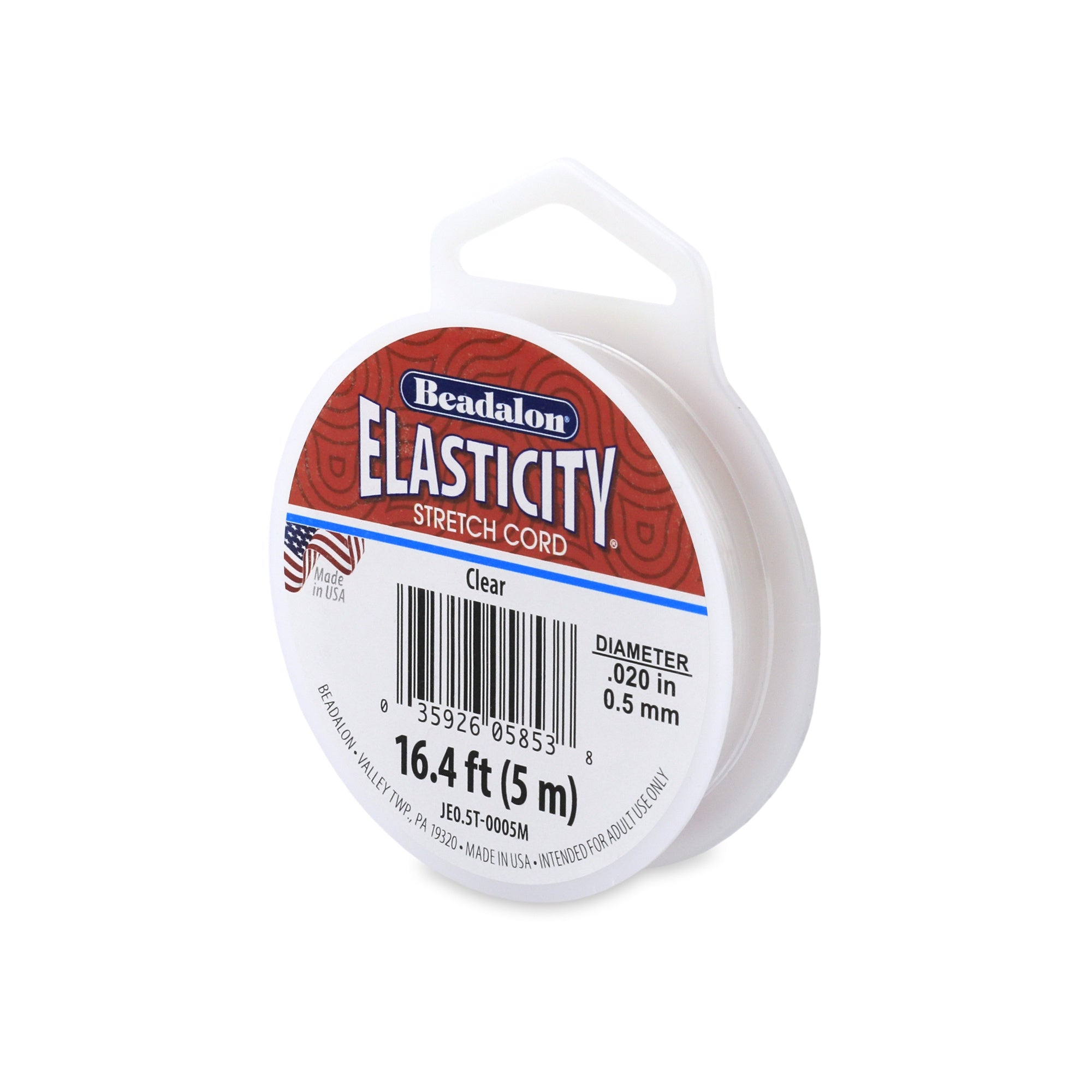 Elasticity Stretch Cord, 0.5 mm / .020 in, Clear, 5 meter