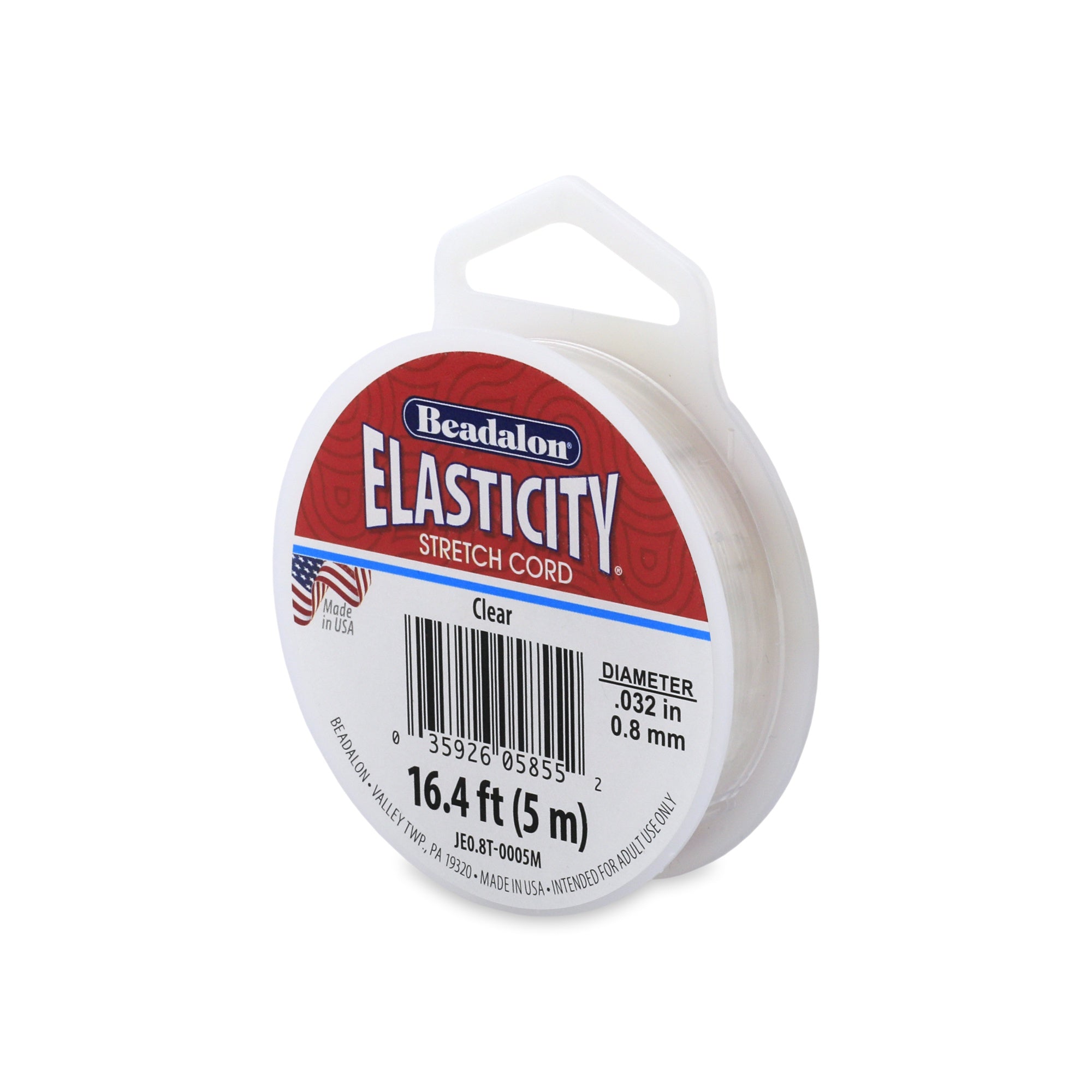 Elasticity Stretch Cord, 0.8 mm / .032 in, Clear, 5 meter