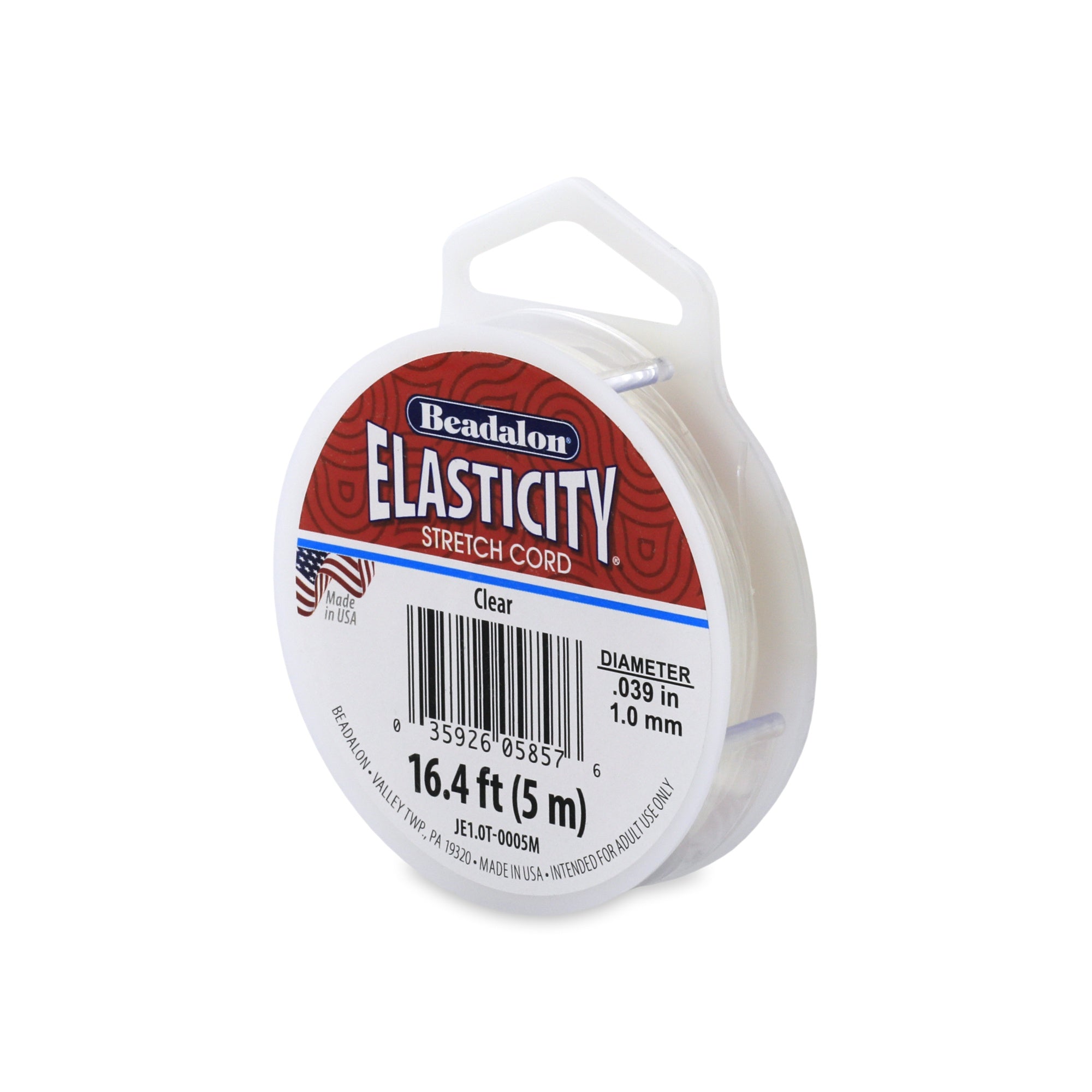 Elasticity Stretch Cord, 1.0 mm / .039 in, Clear, 5 meter
