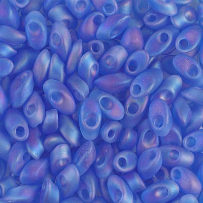 Miyuki Long Magatamas 4x7mm, Matte Transparent Sapphire AB, LMA-150FR, 8.5 grams