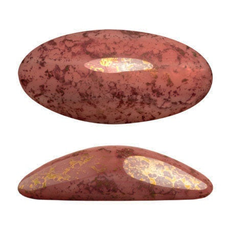 Athos Par Puca Oval Czech Glass Cabochon, Opaque Rose Bronze, 2 pieces