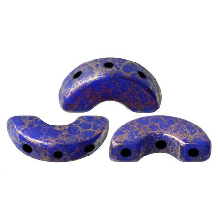 Arcos Par Puca, Opaque Sapphire Bronze, 10 grams, Czech 3 Hole Glass Bead