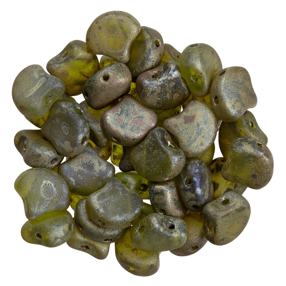 Ginko Beads, Matte Olivine Rembrandt, 8 grams