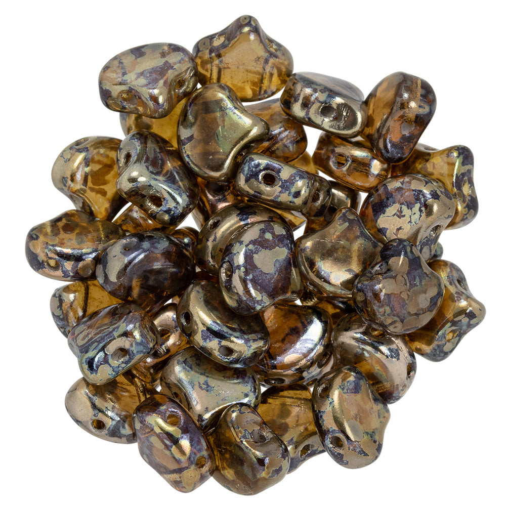 Ginko Beads, Smoky Topaz Rembrandt, 8 grams